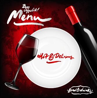 dark red wine menu background vector