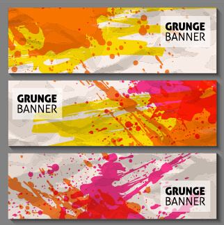 grunge watercolor banners set vector