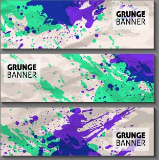 grunge watercolor banners set vector