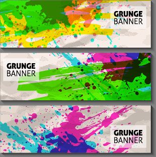 grunge watercolor banners set vector