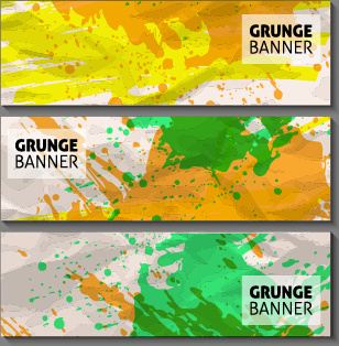 grunge watercolor banners set vector