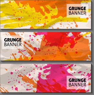 grunge watercolor banners set vector