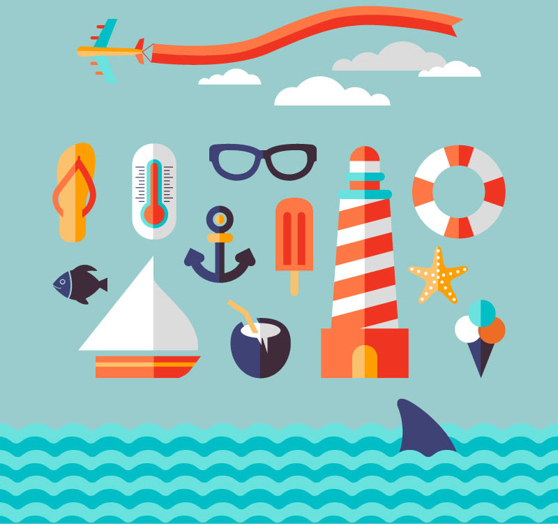 cartoon sea elements creative vector