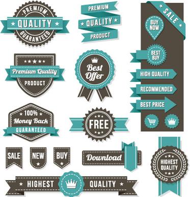 vintage ribbon and labels sale elements vector