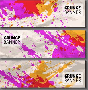 grunge watercolor banners set vector