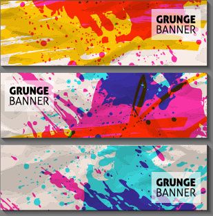 grunge watercolor banners set vector