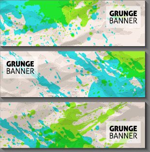 grunge watercolor banners set vector