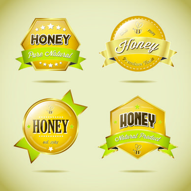 glass textured honey labels vector