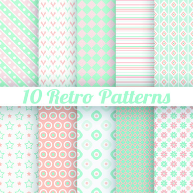 beautiful decorative pattern seamless vector set