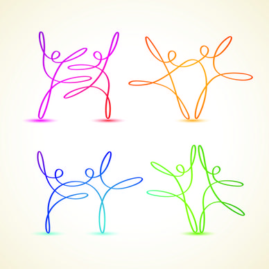 abstract ribbon people colored vector