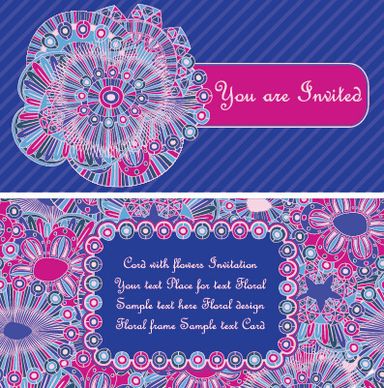 ethnic patterns style invitation cards vector