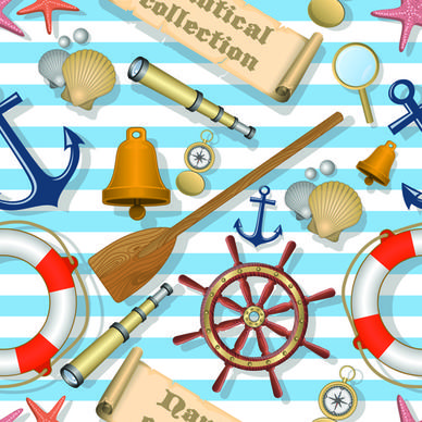 nautical elements seamless pattern vector