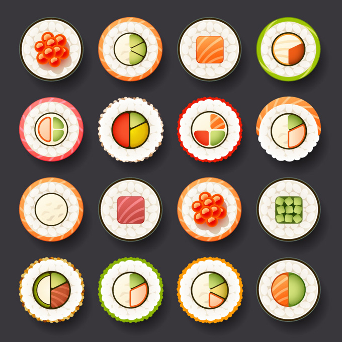 japan sushi design vector icons