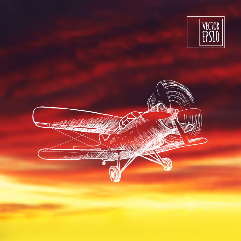 hand drawn aircraft vector