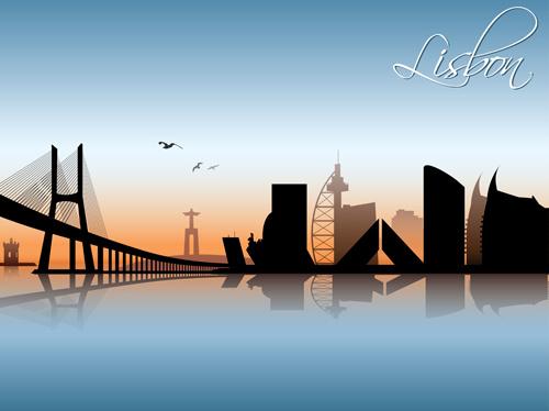 famous cities silhouette creative vector