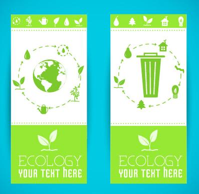 ecology banner green style vector