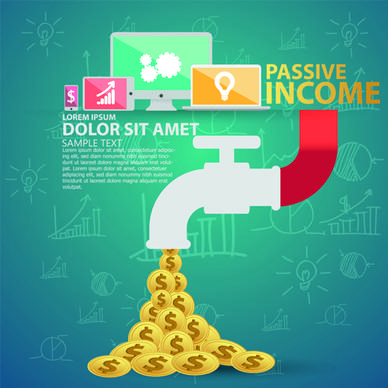 creative passive income money background vector