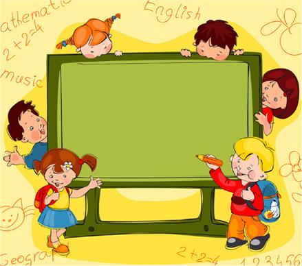 hand drawn school kids vector background