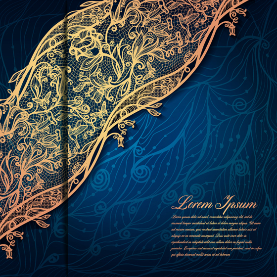 gold lace with blue background vector