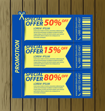 vector set of coupon offer template