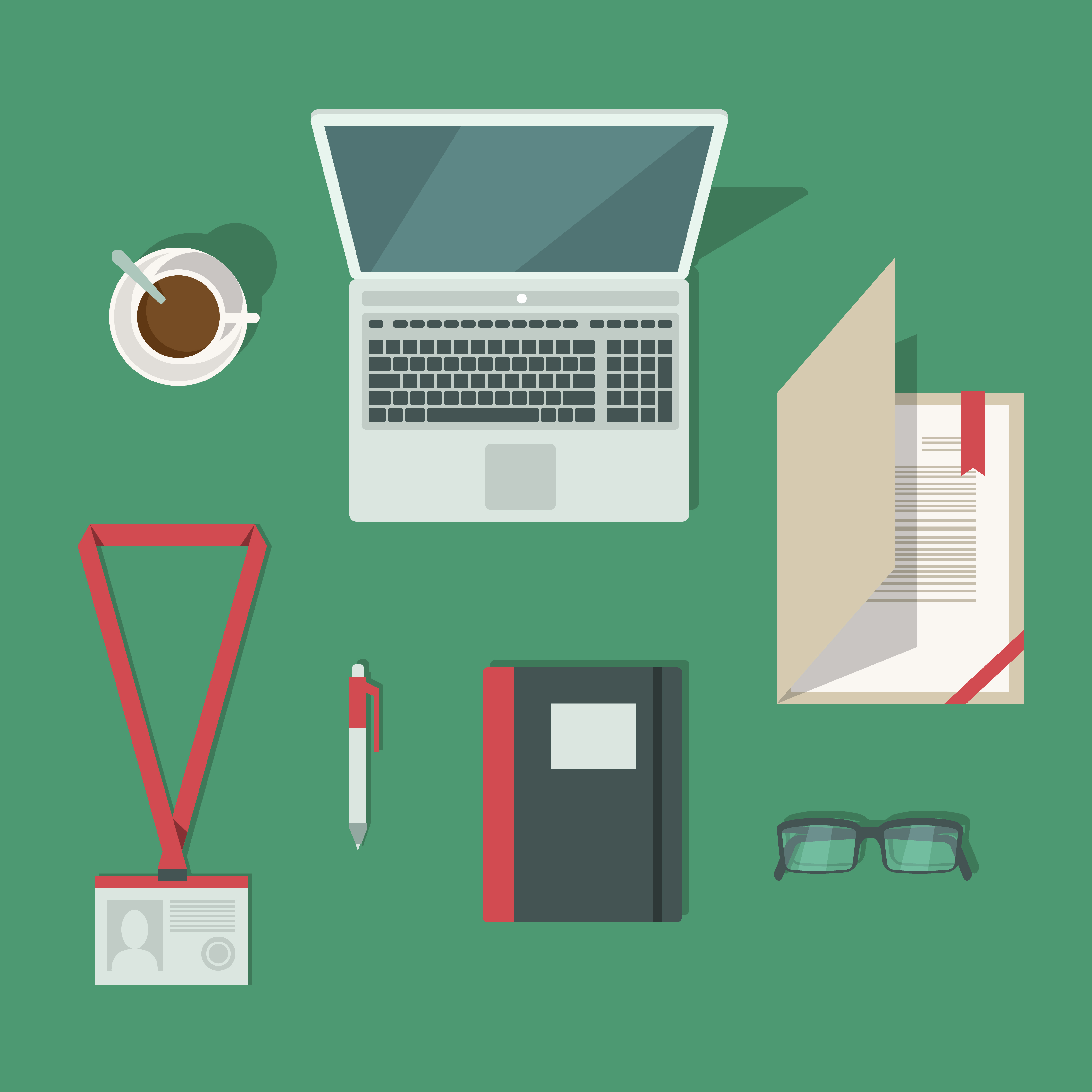 flat style office elements vector