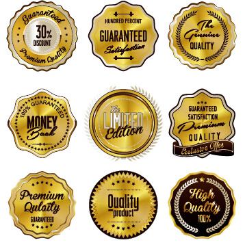 quality label with badge vintage style vector