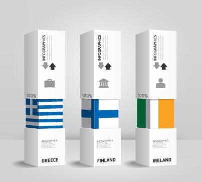 world flags with infographics design vector