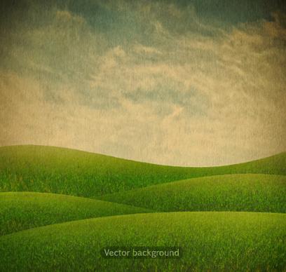 green nature retro background vector