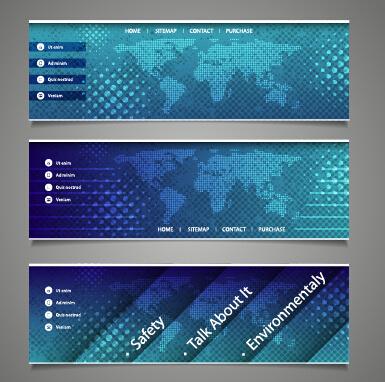 world maps and modern banners vector