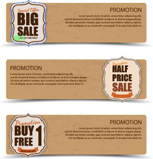 sale banner cardboard vector