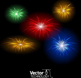 multicolor fireworks exploding background vector