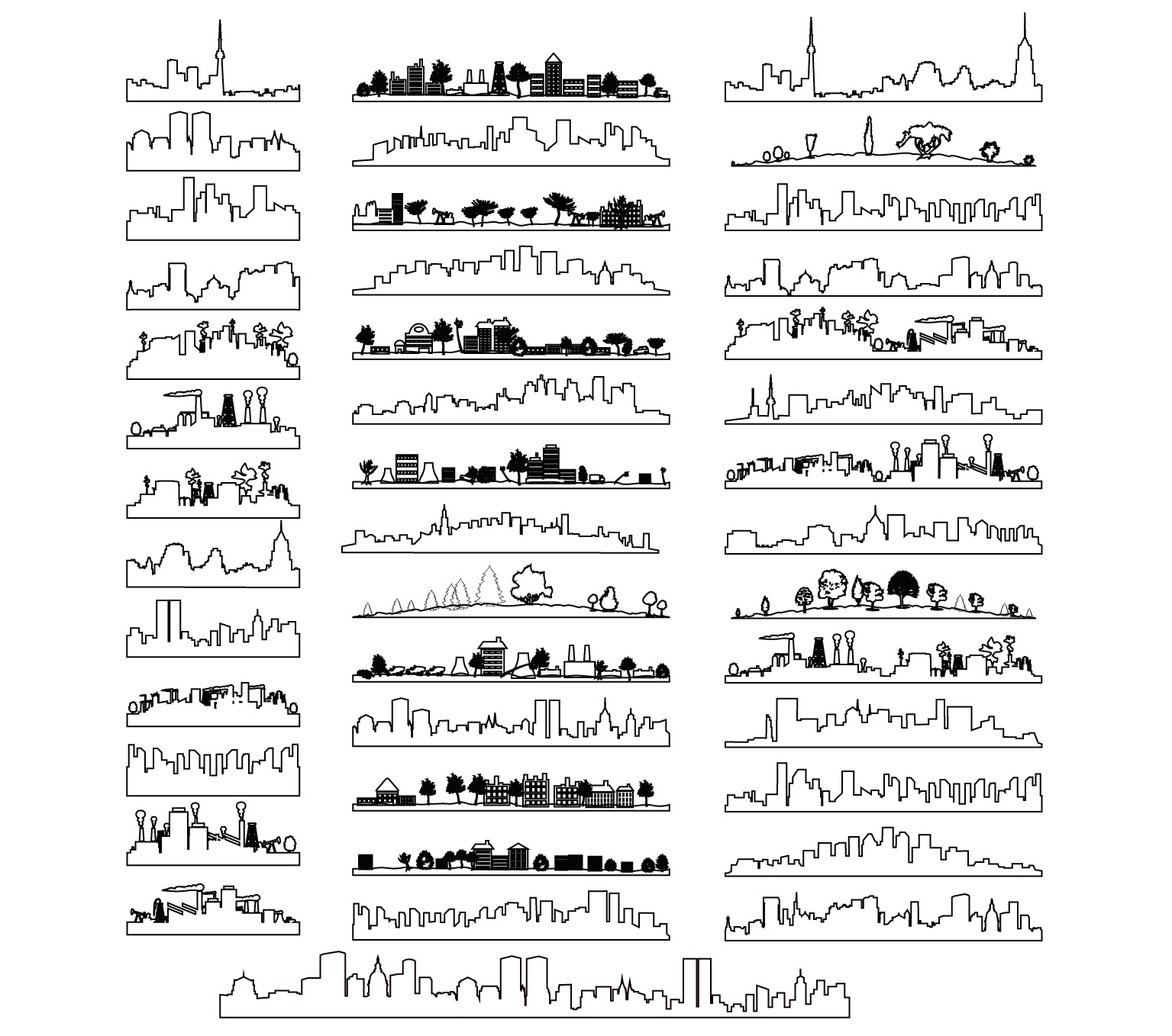 city outline and silhouette design vector