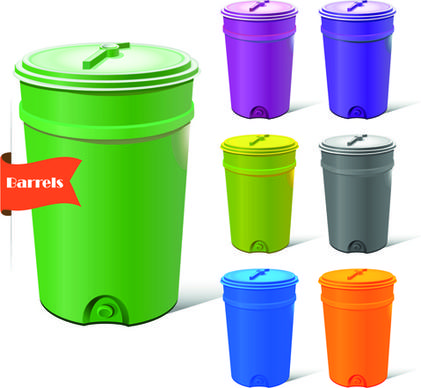 vector set of colored barrel vector