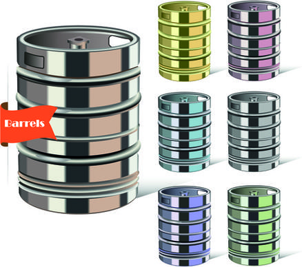 vector set of colored barrel vector