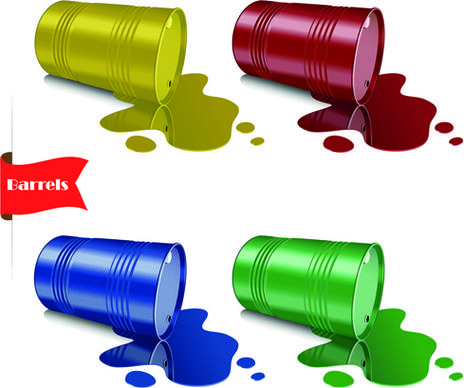 vector set of colored barrel vector