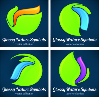 glossy nature symbols vector