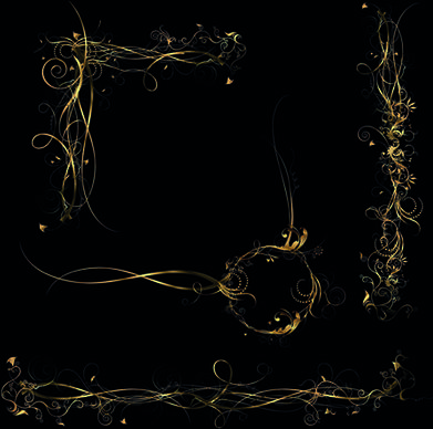 metallic floral golden ornament vector