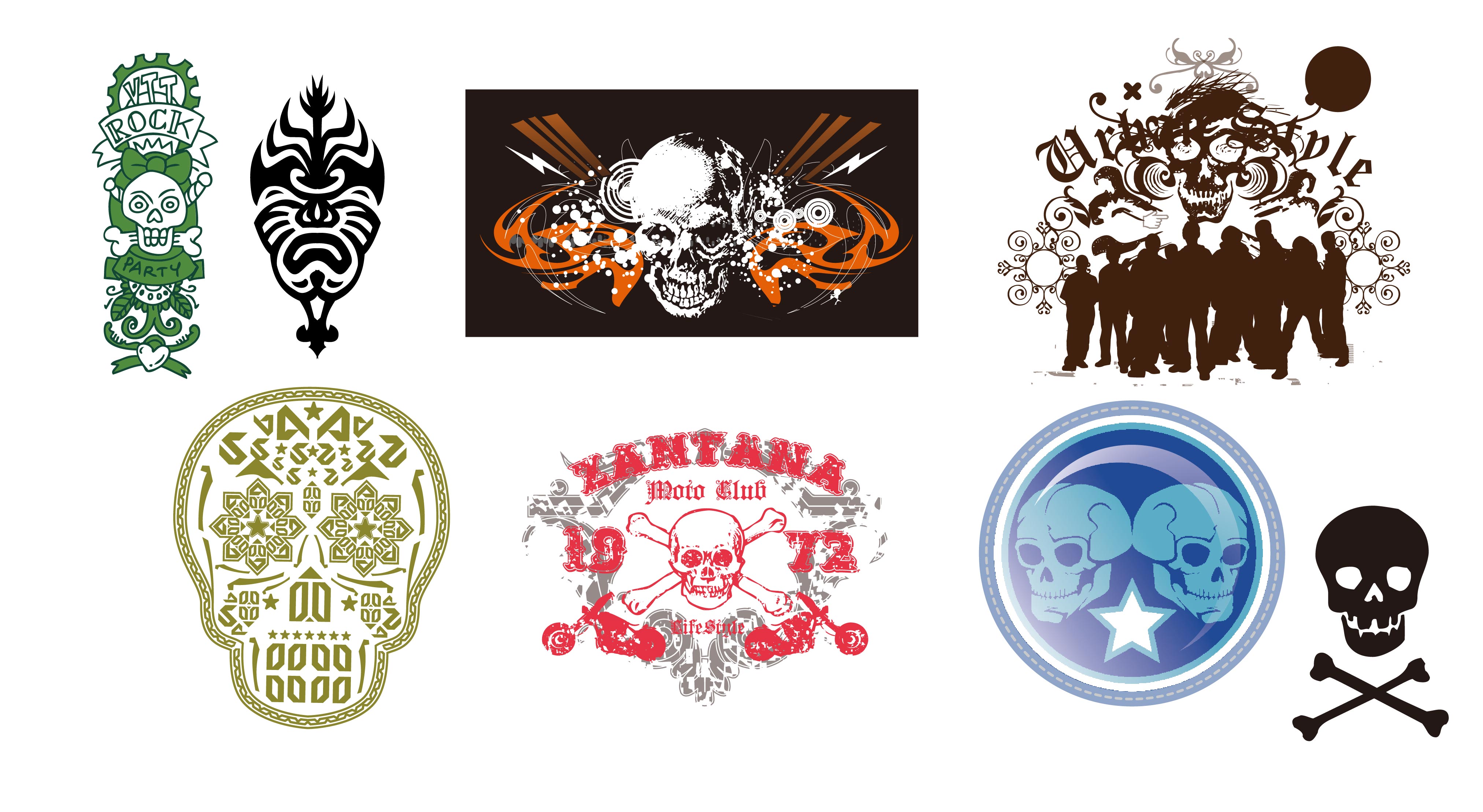 skull design vectors set