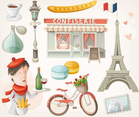 cartoon travel objects set vector