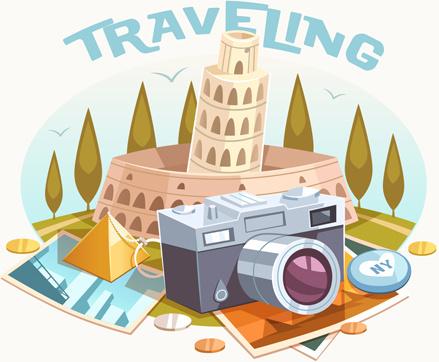 vintage traveling style background art