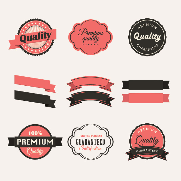 blank ribbon with retro labels vector