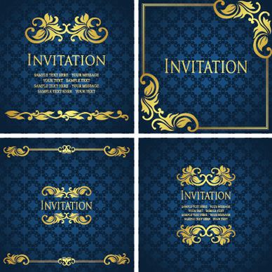 ornate gold ornament invitation card background vector