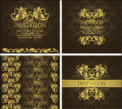 ornate gold ornament invitation card background vector