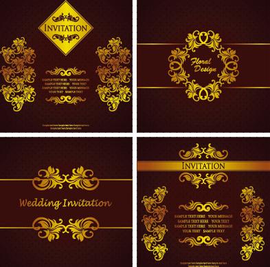 ornate gold ornament invitation card background vector