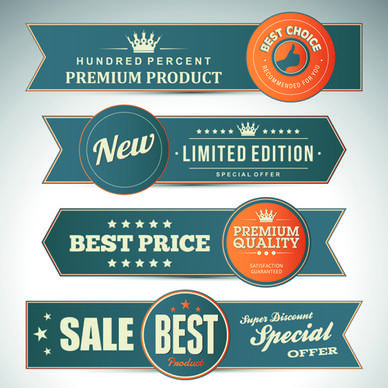 retro style sale banners set vector