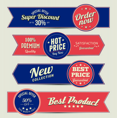 retro style sale banners set vector