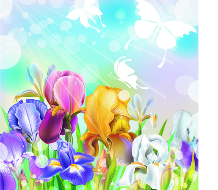 summer sunlight and flowers design vector