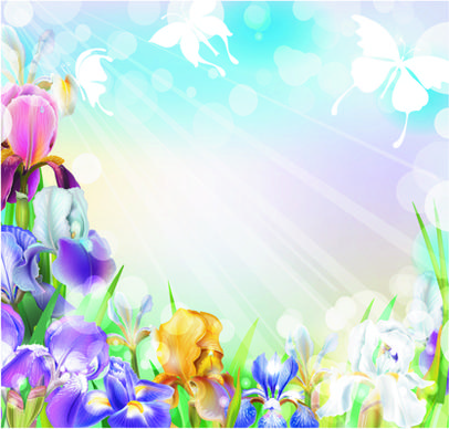 summer sunlight and flowers design vector