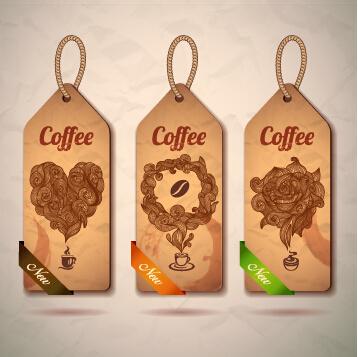 retro cardboard coffee tags vector design