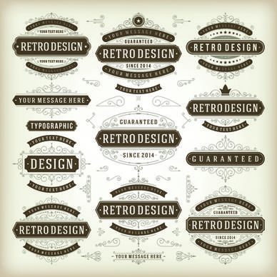 retro ribbon labels design graphics vector